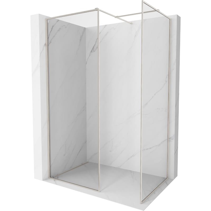 Mexen Kioto-XF ścianka prysznicowa Walk-in z ramką 140x80 cm, transparent 10 mm, nikiel szczotkowany - 800-140-202-04-97-080-XF