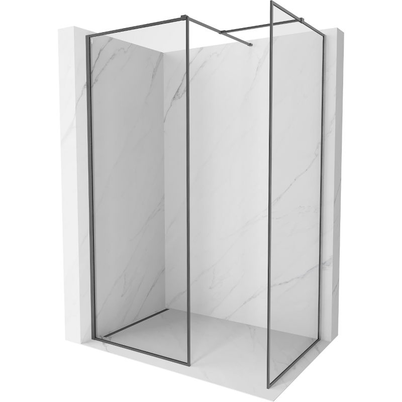Mexen Kioto-XF ścianka prysznicowa Walk-in z ramką 140x80 cm, transparent 10 mm gun gray szczotkowany - 800-140-202-04-66-080-XF