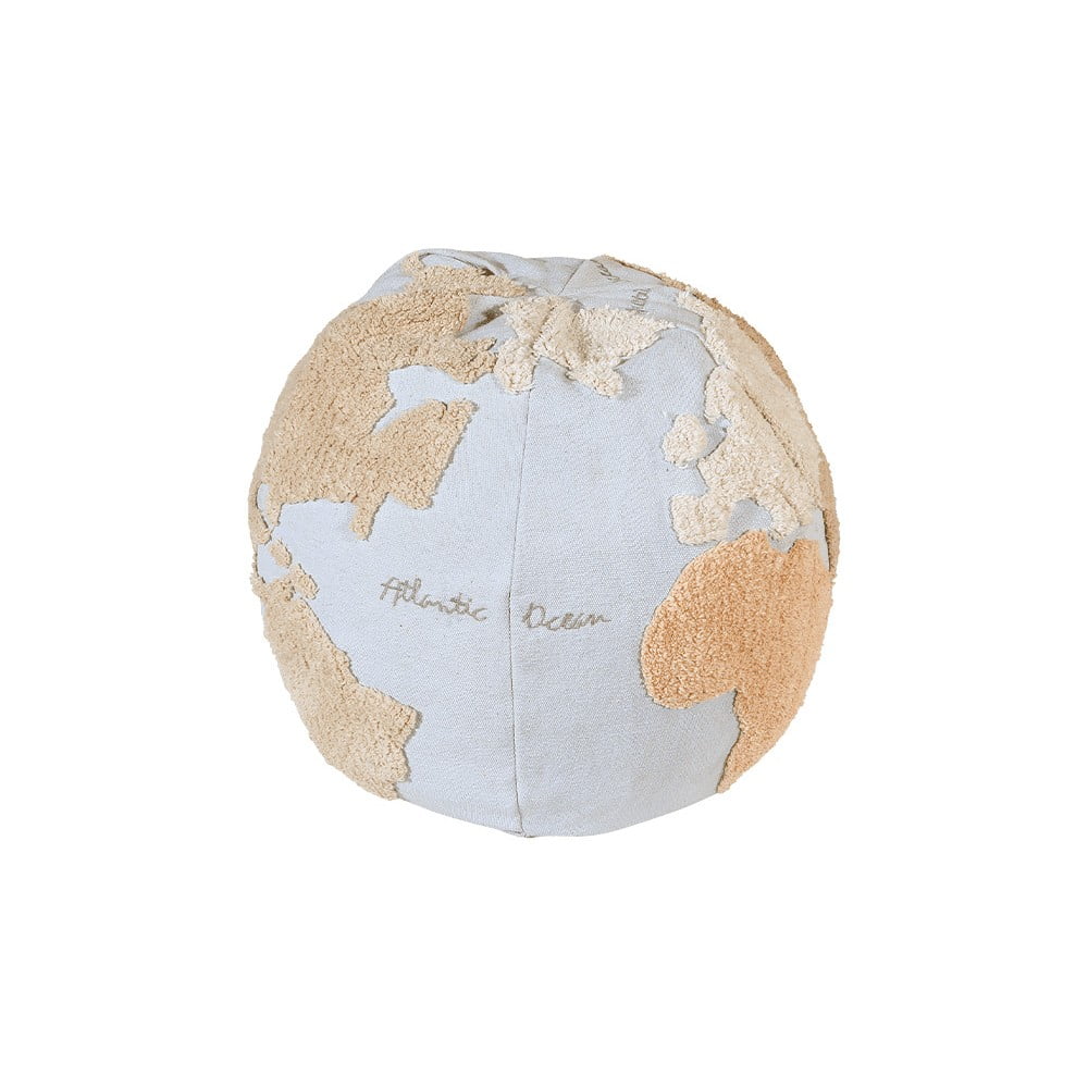 Niebiesko-beżowy puf dziecięcy World Map – Lorena Canals