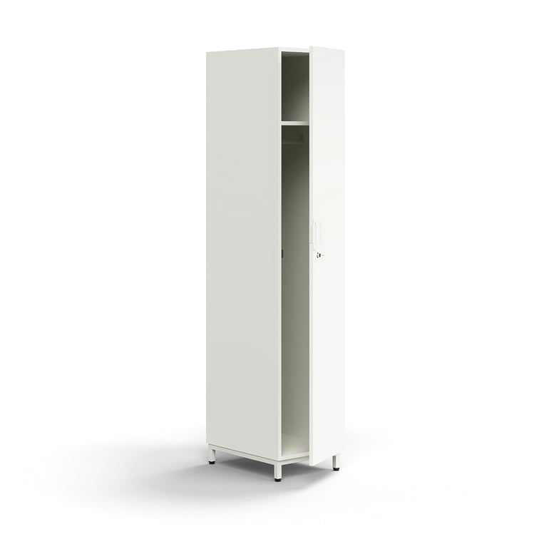 Zamykana szafa QBUS, z drążkiem ubraniowym, nóżki, 2020x400x570 mm, biały
