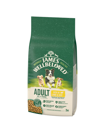 JAMES WELLBELOVED Adult 2 kg sucha karma pełnoporcjowa dla dorosłych psów 1-7 lat bogata w jagnięcinę i ryż -
