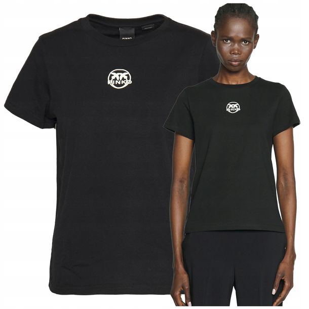 PINKO koszulka damska tshirt PREMIUM logo czarna wyszczuplająca ŁADNA r.M