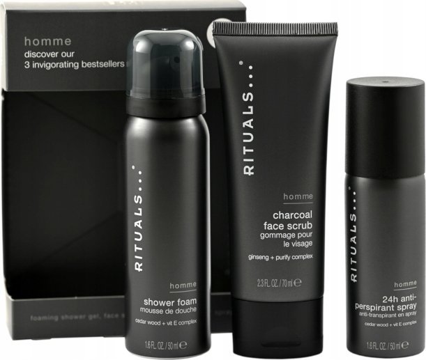 Rituals SET HOMME 24H ANTI-PERSPIRANT SPRAY 50ML + FACE SCRUB 70ML + FOAMING SHOWER GEL 50ML