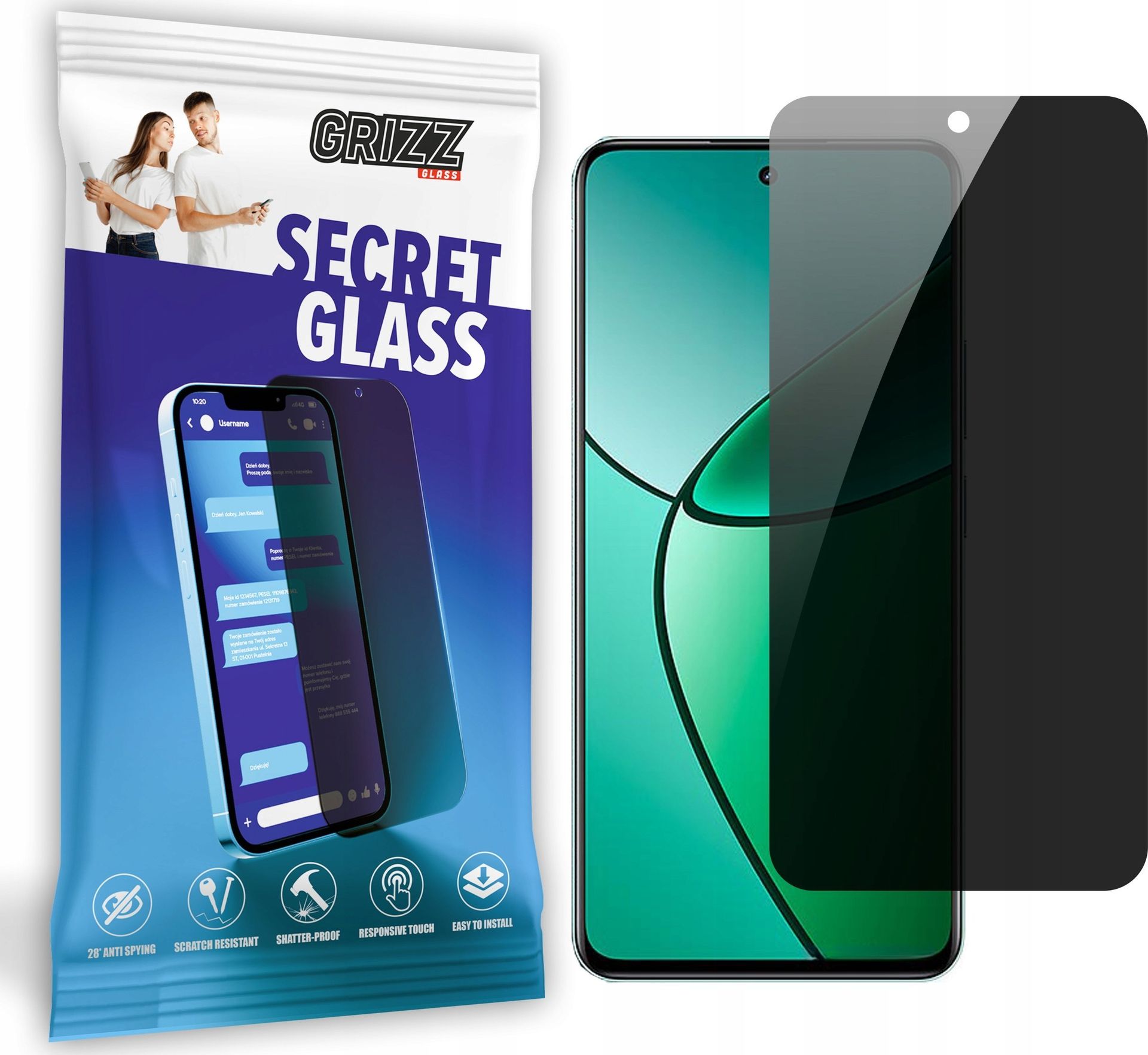 GrizzGlass Szkło prywatyzujące GrizzGlass SecretGlass do Realme 12 Plus