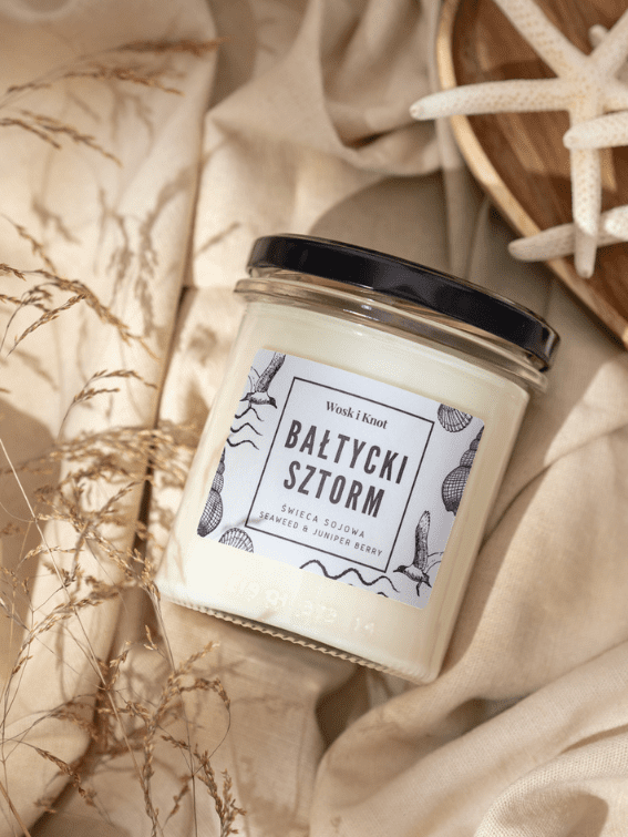 Bałtycki Sztorm świeca sojowa 300ml Wosk i Knot