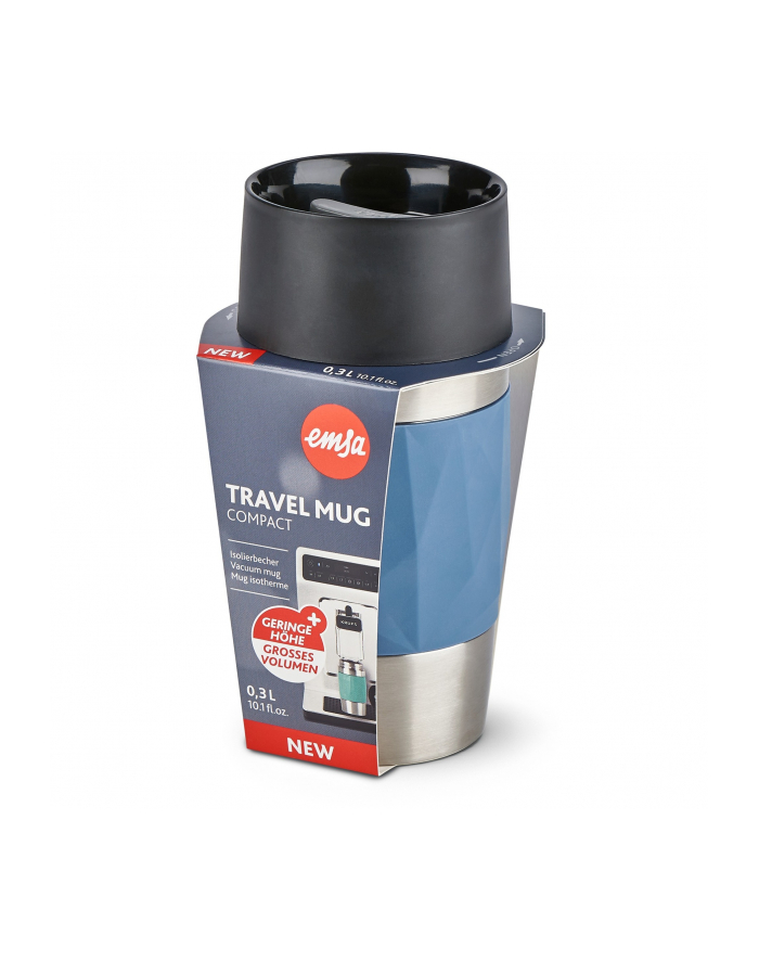 Emsa TRAVEL MUG Compact thermal mug blue/stainless steel, 0.3 liters, screw cap