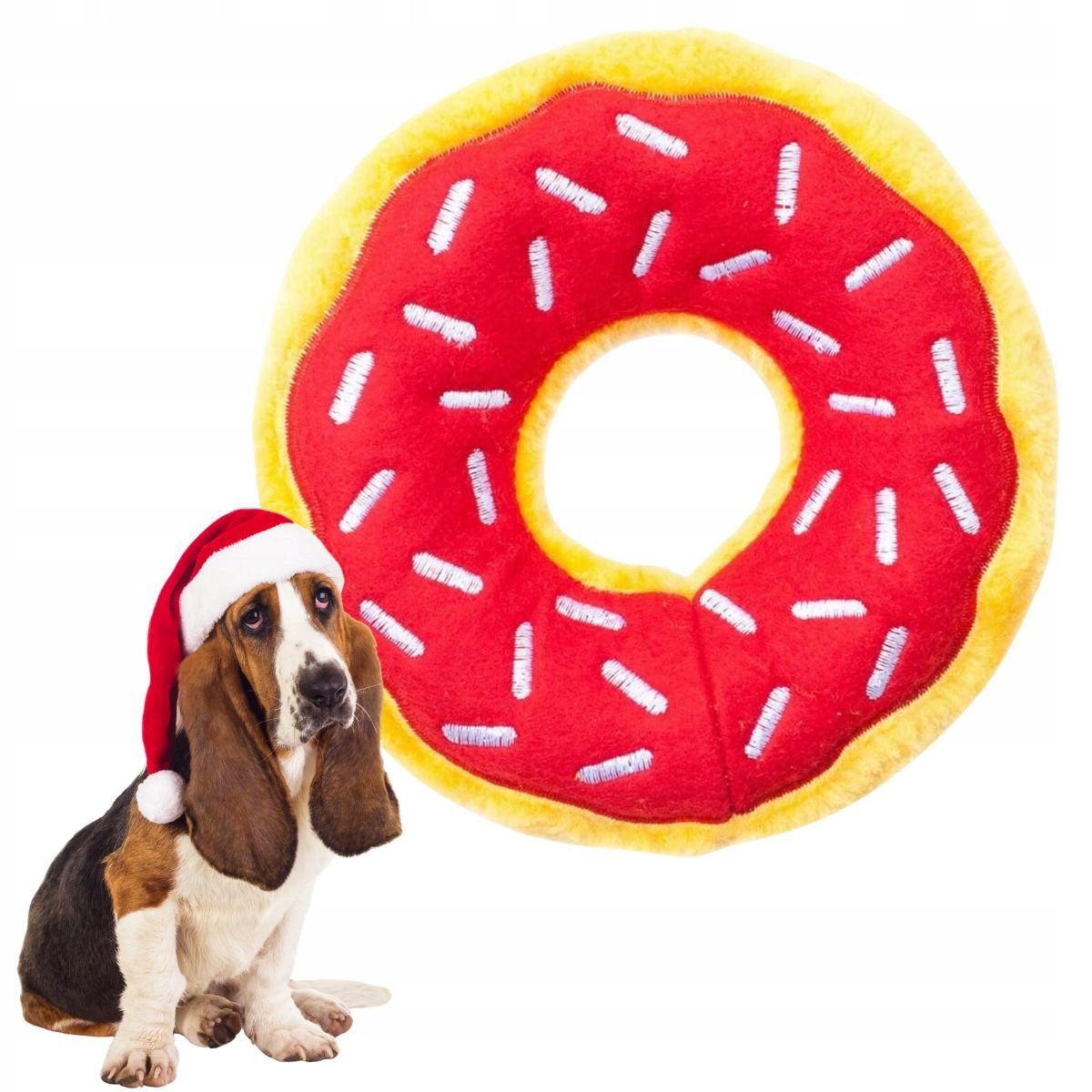 Zabawka dla psa ŚWIĄTECZNY DONUT CHERRY piszczący pączek na święta DONUTZ