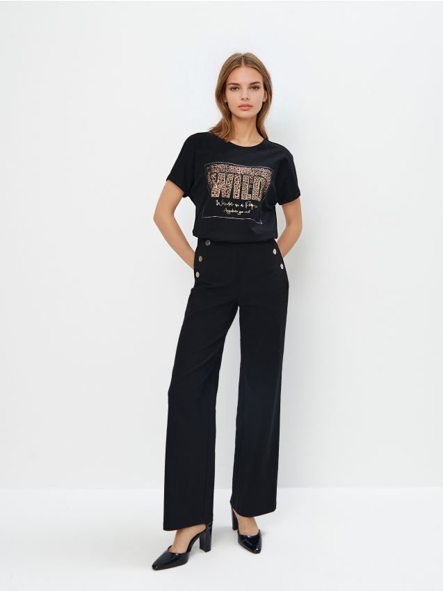 Mohito - Bawełniany t-shirt z nadrukiem - czarny