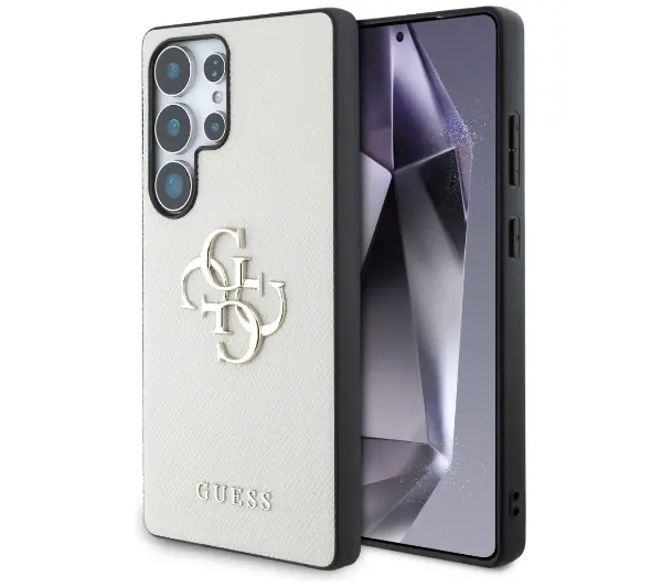 Guess Etui Grained Big 4G Small Classic Logo do Galaxy S25 Ultra, beżowe