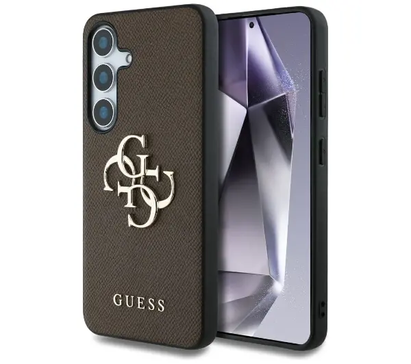 Guess Grained Big 4G Small Classic Logo do Galaxy S25 Brązowy