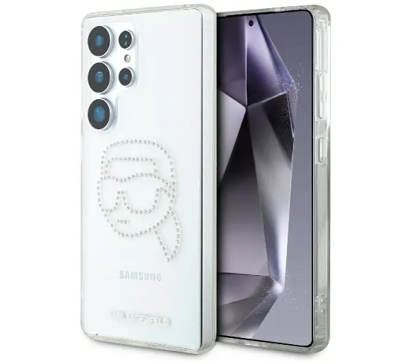 Karl Lagerfeld Rhinestones Karl Head Logo do Galaxy S25 Ultra Przezroczysty