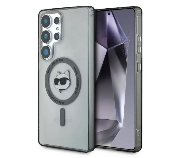 Karl Lagerfeld Button Choupette Head Printed Logo MagSafe do Galaxy S25 Ultra Czarny