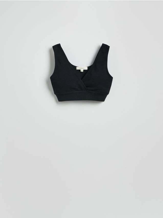 Reserved - Bezszwowy top w stylu sportowym - czarny