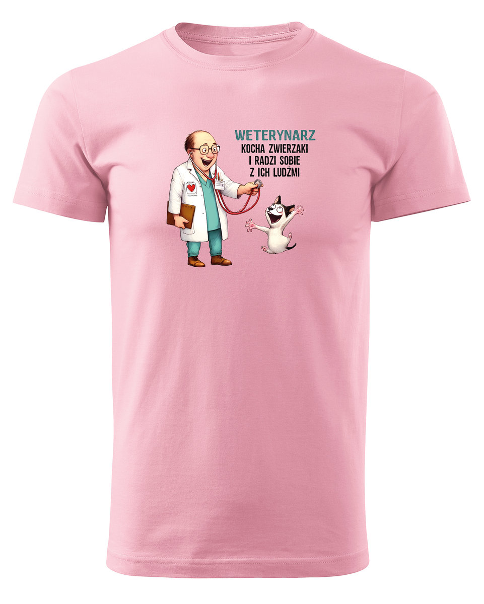 Koszulka dla Weterynarza - Weterynarz i zwierzaki Różowy M