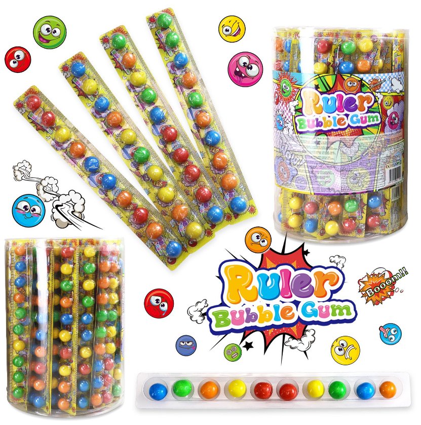Gumy kulki Ruler BUBBLE GUM 450 SZTUK 1,125g
