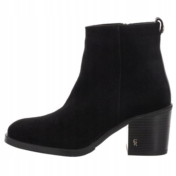 Carinii B5582-H20 botki czarne damskie klocek skóra naturalna zamszowa r.37