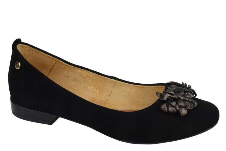Czarne baleriny półbuty damskie Maciejka 03552-62 skóra zamszowa r.36