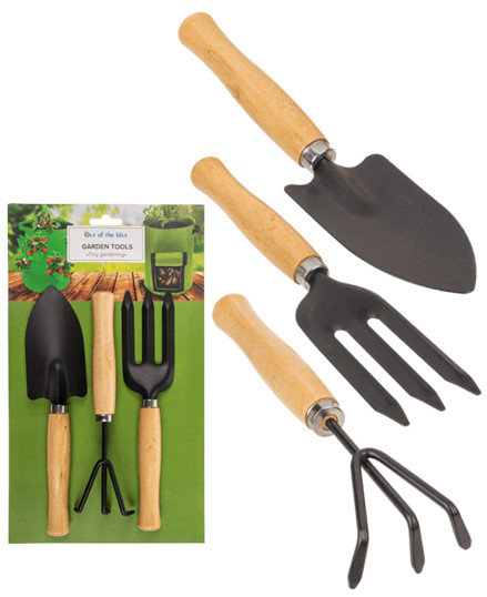 Mini Zestaw Ogrodniczy - Małe Narzędzia Wielkie Możliwości - Łopatka Widły Grabie 25cm