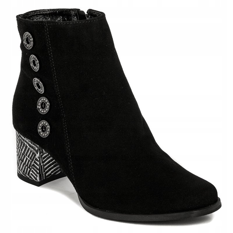 Botki czarne Maciejka 03775-01skóra nubuk eleganckie r.36