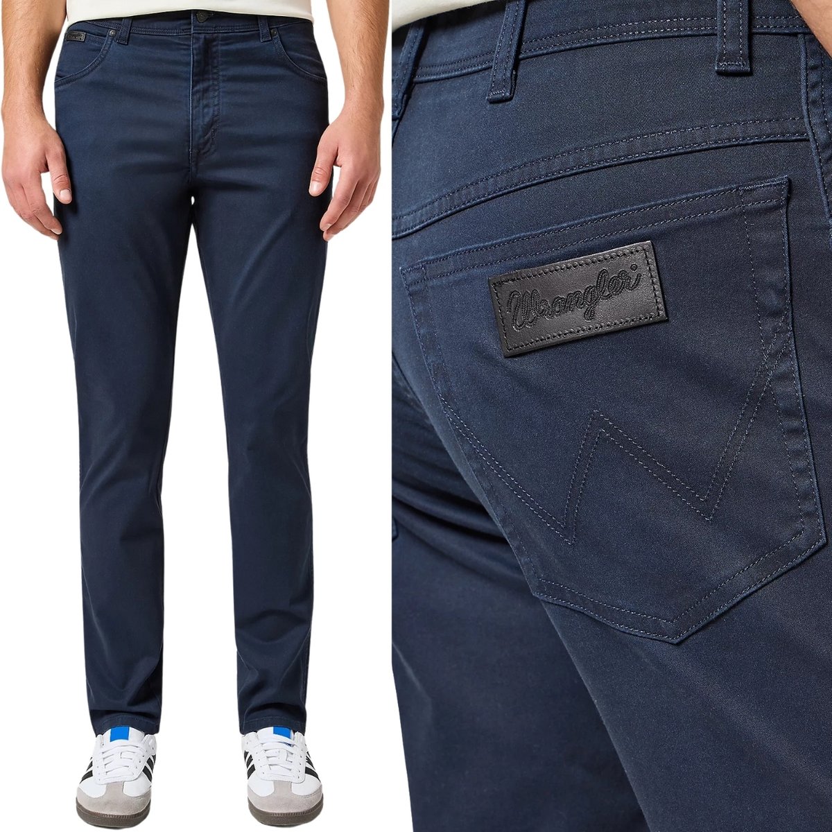 Wrangler TEXAS SLIM Dark Navy GRANATOWE SPODNIE MATERIAŁOWE W38 L34