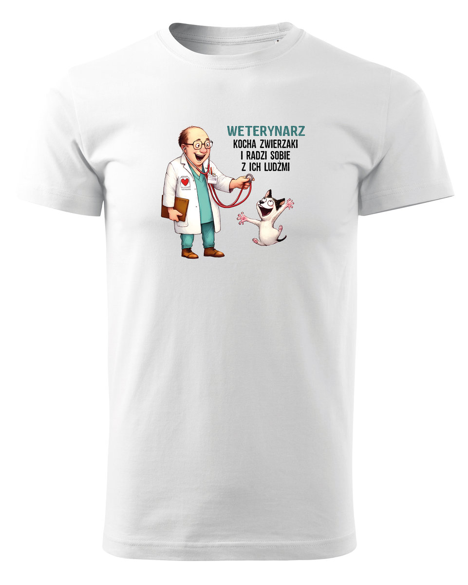 Koszulka dla Weterynarza - Weterynarz i zwierzaki Biały L