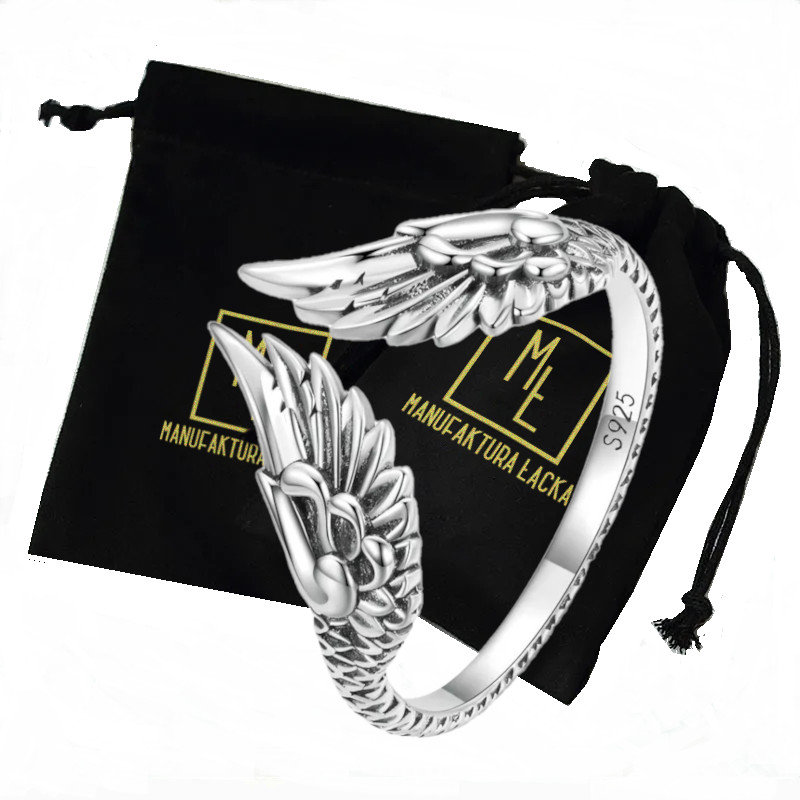 Pierścionek Skrzydła Anioła Srebrny 925 Damski Prezent Manufaktura Łącka