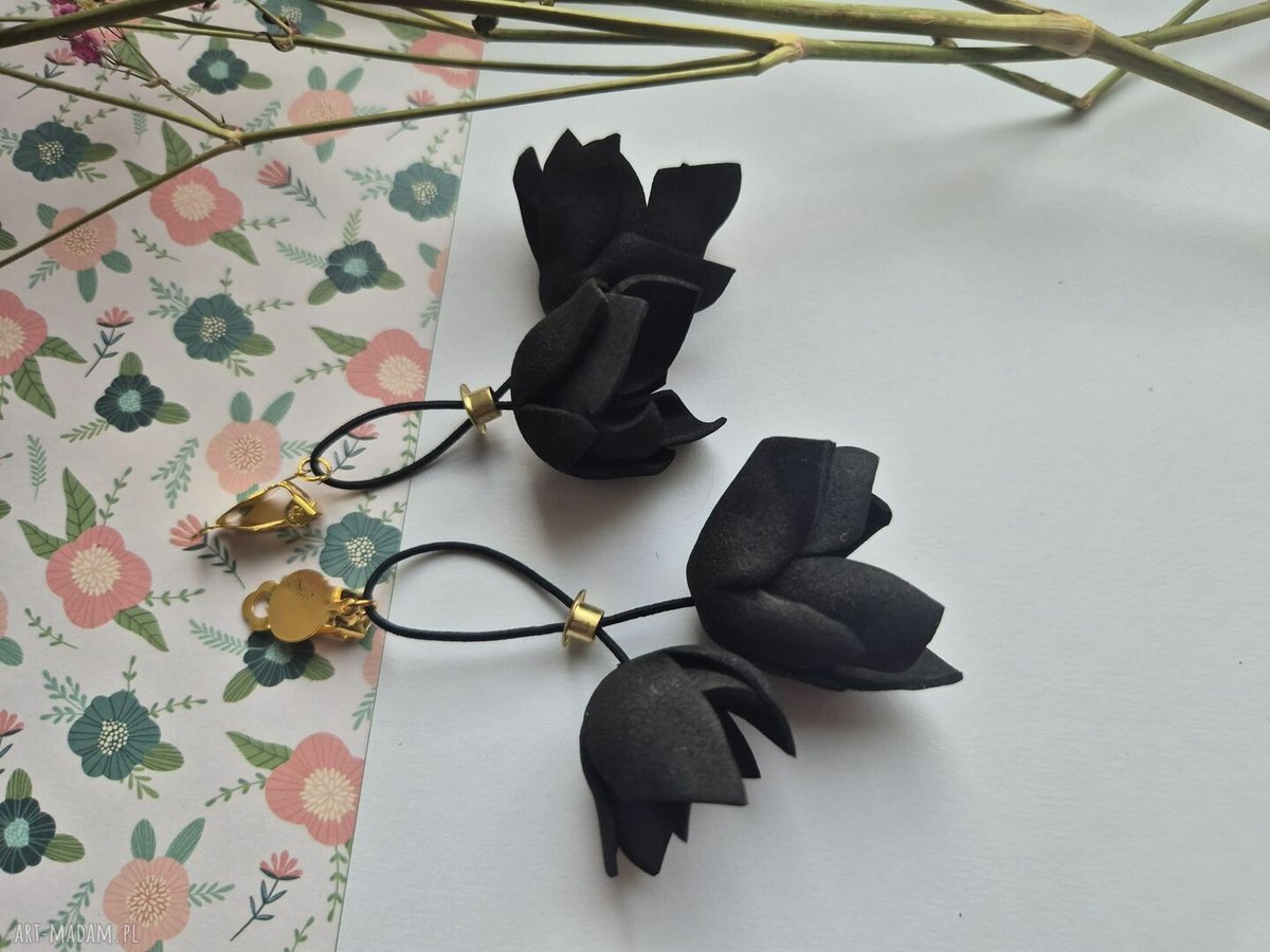 klipsy czarne tulipany rudaklara