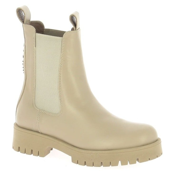 Beżowe botki workery damskie Carinii B8757 skóra modne r.36