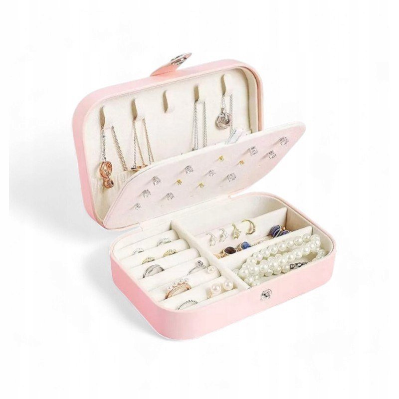Szkatułka na biżuterię, etui, organizer, pudełko różowe PD160R
