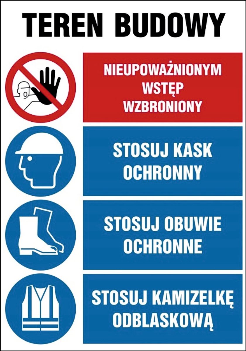 Tablica Teren budowy Nieupoważnionym wstęp wzbroniony 30x42cm PCV 1mm