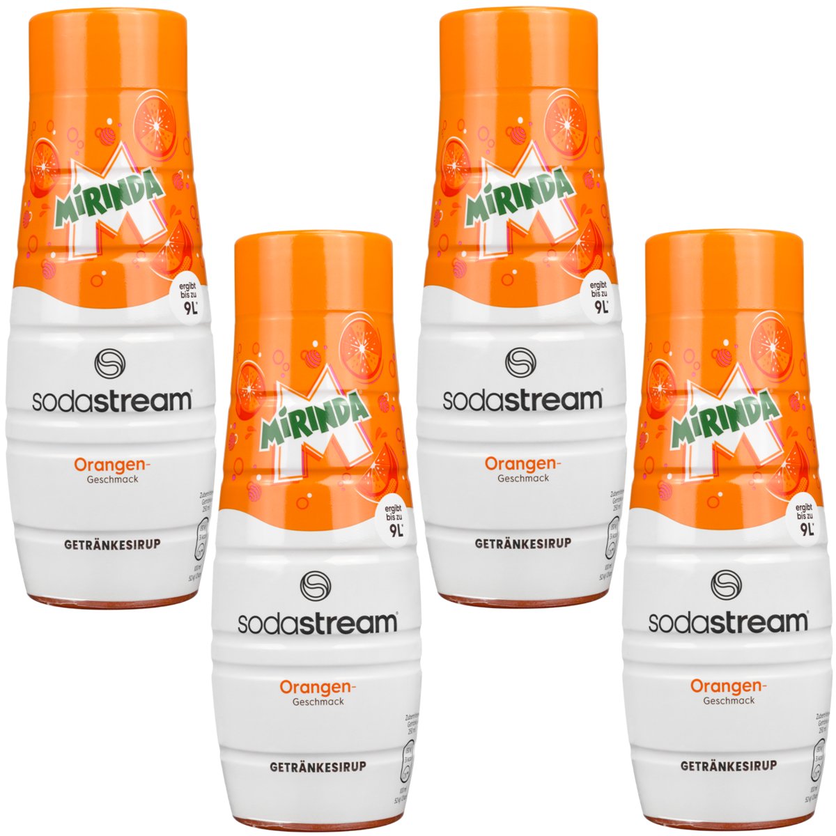 4x SYROP SODASTREAM MIRINDA DO SATURATORA KONCENTRAT SOK DO WODY 9L