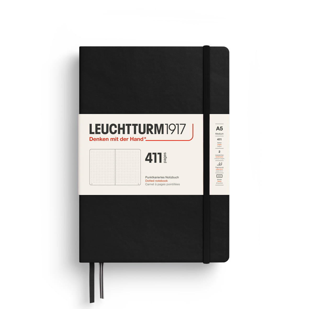 Notatnik Leuchtturm1917 A5, 411 stron, kropki, czarny