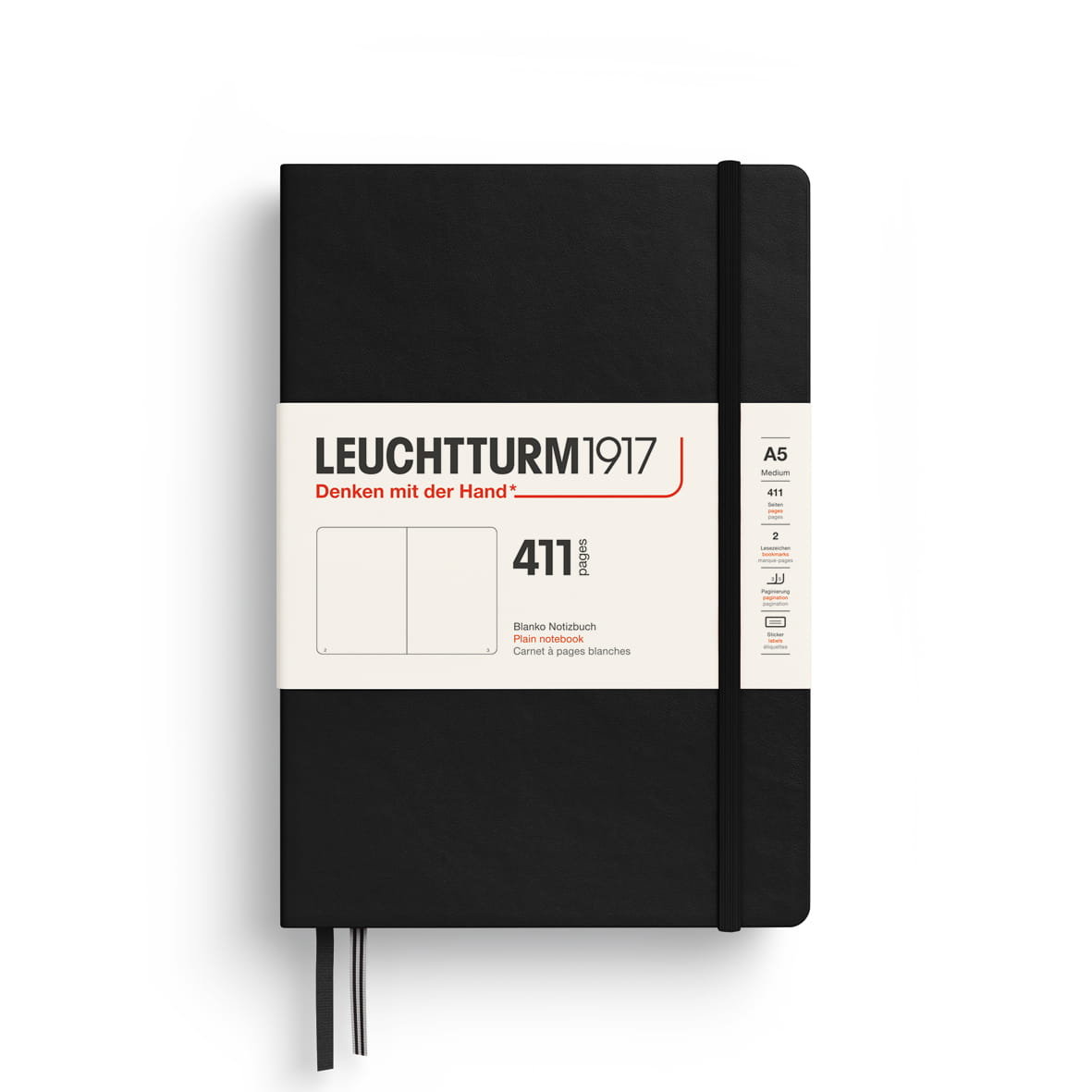 Notatnik Leuchtturm1917 A5, 411 stron, gładki, czarny