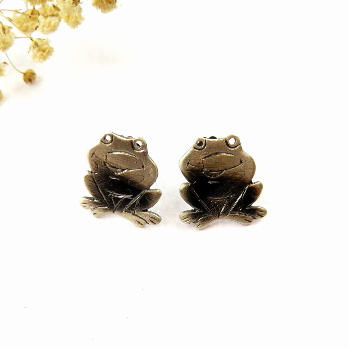 Kolczyki srebrne - Żabki na sztyftach