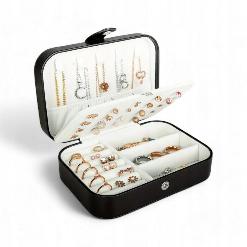 Szkatułka na biżuterię, etui, organizer, pudełko czarne PD160CZ