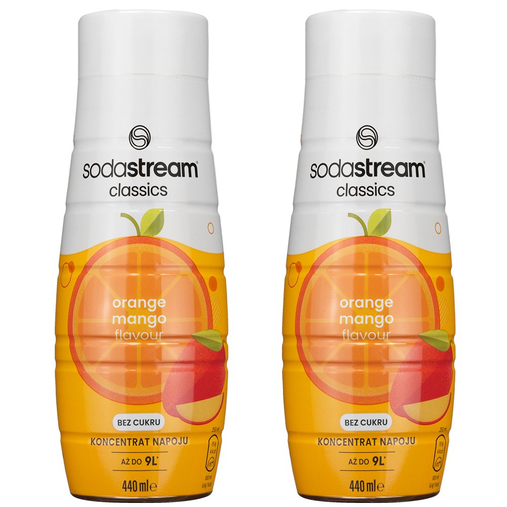 2x SYROP SODASTREAM POMARAŃCZA MANGO BEZ CUKRU SOK DO WODY 9L NAPOJU