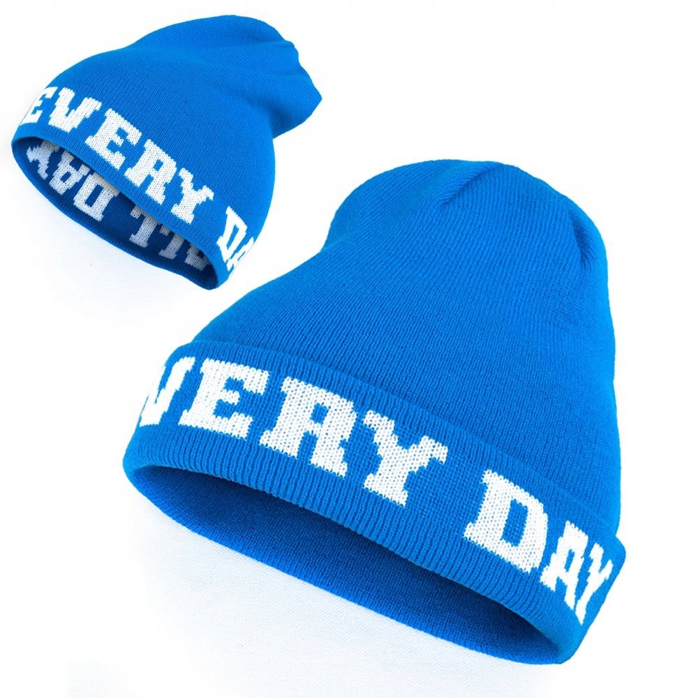 Czapka Zimowa Chillout All Day 2in1 niebieska wywijana lub komin Akryl