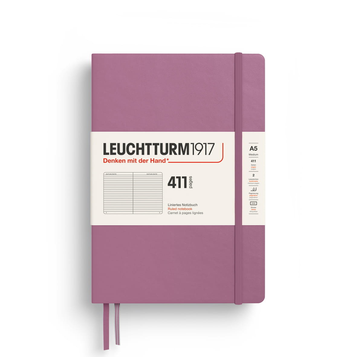 Notatnik Leuchtturm1917 A5, 411 stron, linie, Dusty Rose