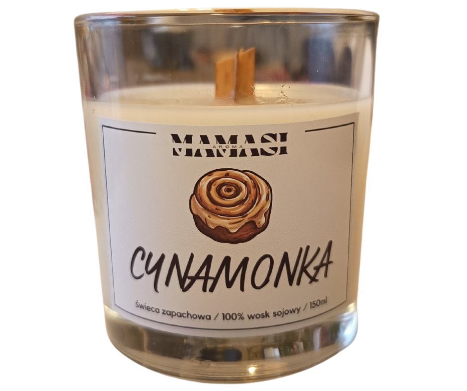 Cynamonka Świeca Sojowa Zapachowa 150Ml/125G Drewniany Knot