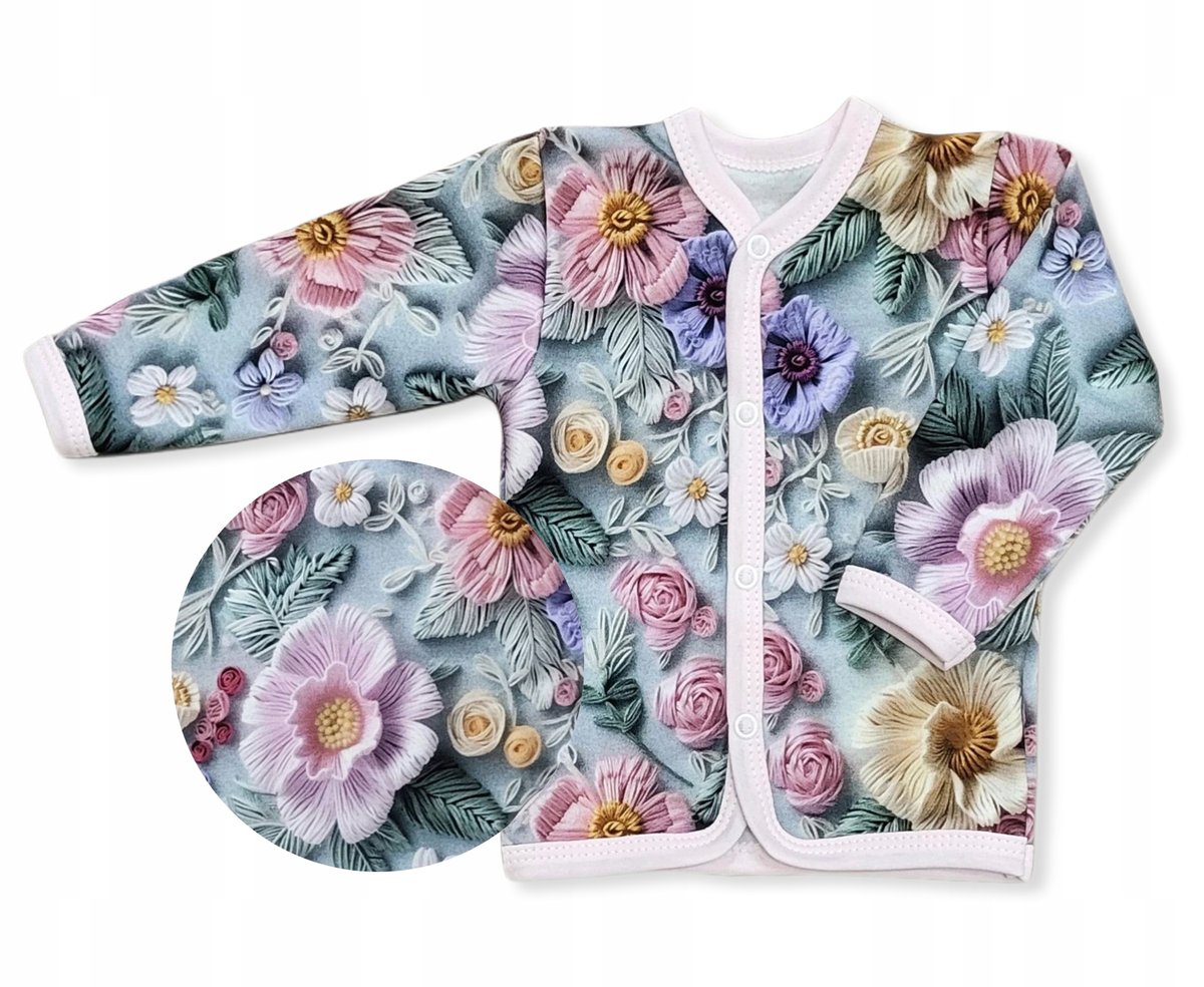 KAFTAN kaftanik 104 KOSZULKA bluzka rozpinana dziecięca w KWIATKI