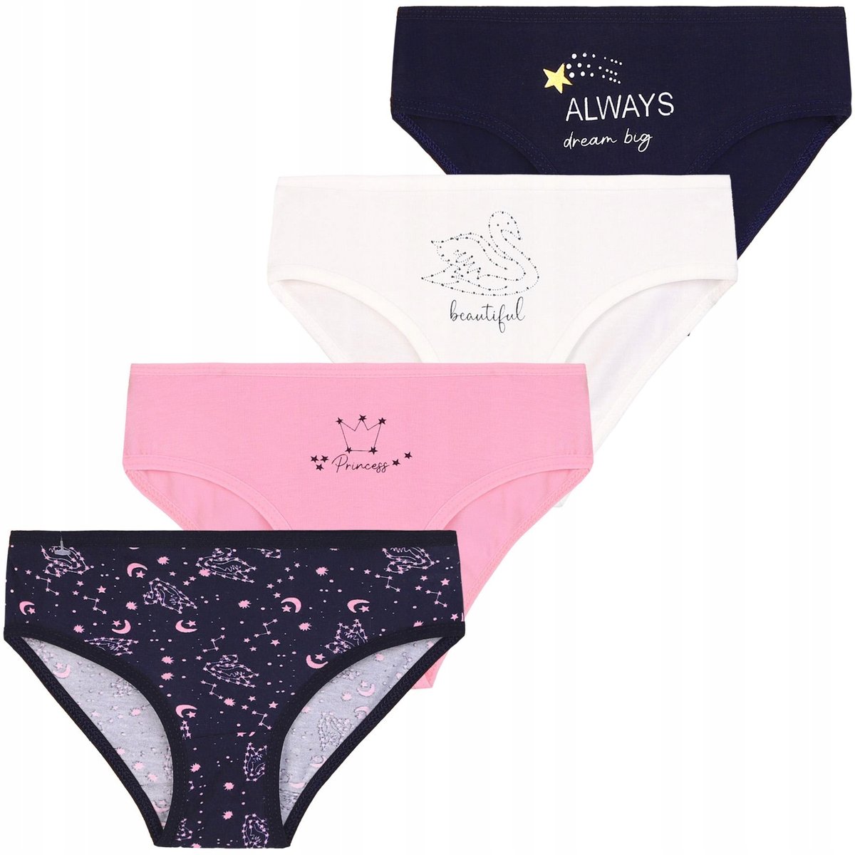 Majtki Figi Dziewczęce Bawełniane 4-szt Kolorowe Wzorki MORAJ 110-116