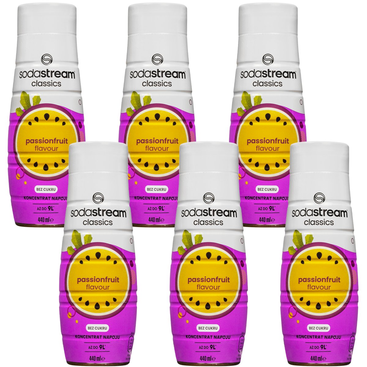 6x SYROP SODASTREAM PASSIONFRUIT ZERO MARAKUJA KONCENTRAT DO WODY 440 ml