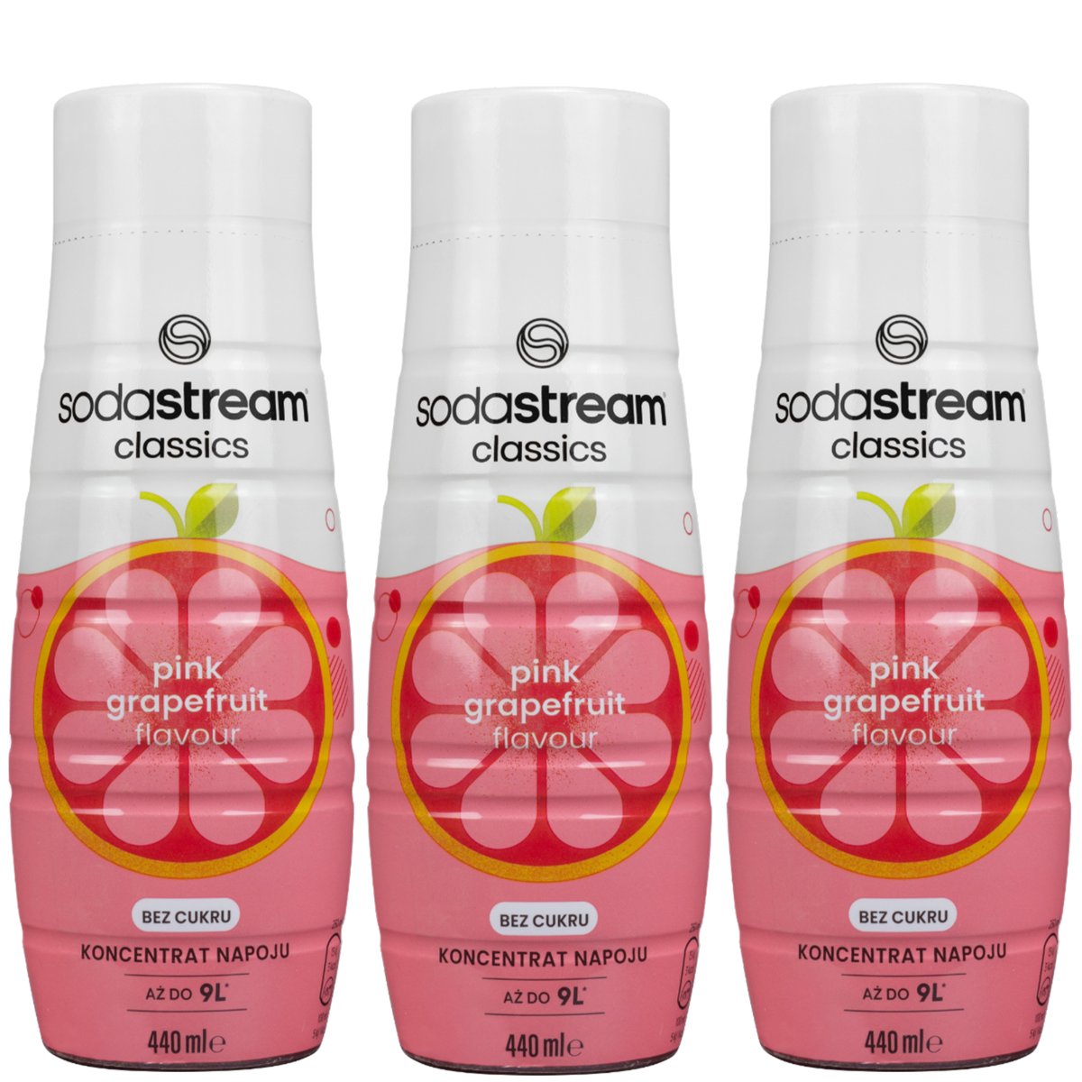 3x SYROP SODASTREAM PINK GRAPEFRUIT GREJPFRUT BEZ CUKRU KONCENTRAT 440 ml