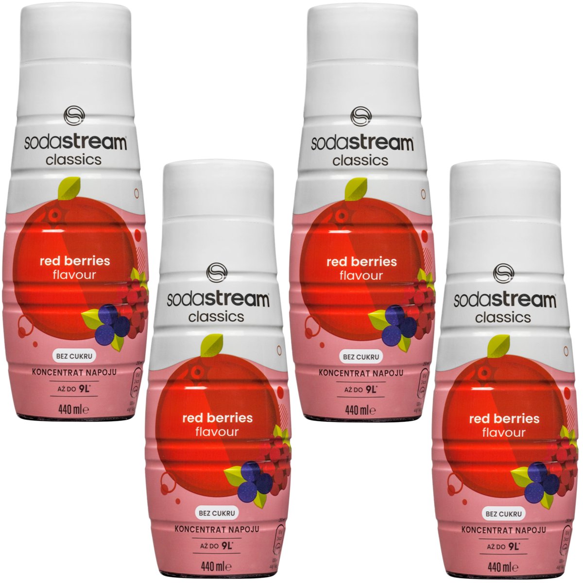 4x SYROP SODASTREAM RED BERRIES ZERO OWOCE LEŚNE KONCENTRAT DO WODY 440 ml