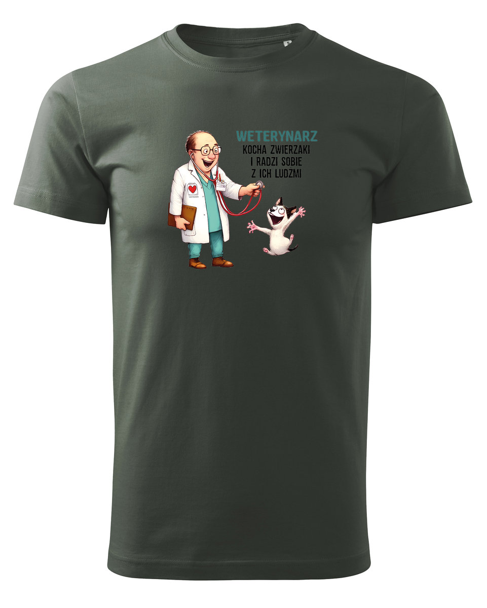 Koszulka dla Weterynarza - Weterynarz i zwierzaki Khaki XL
