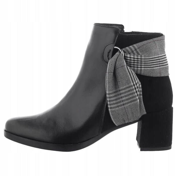 Czarne botki damskie Maciejka 04295-01skóra eleganckie słupek r.38