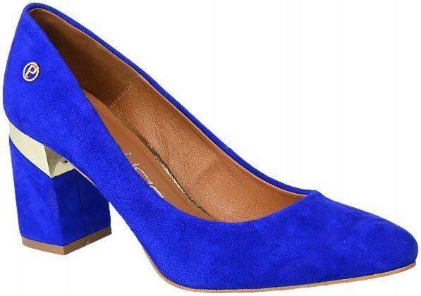 Chabrowe czółenka Prestige 2046/OBL słupek skóra zamszowa