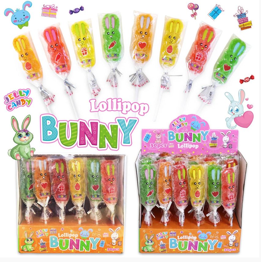 Lizaki żelki Bunny Lollipop królik 30 sztuk 420g