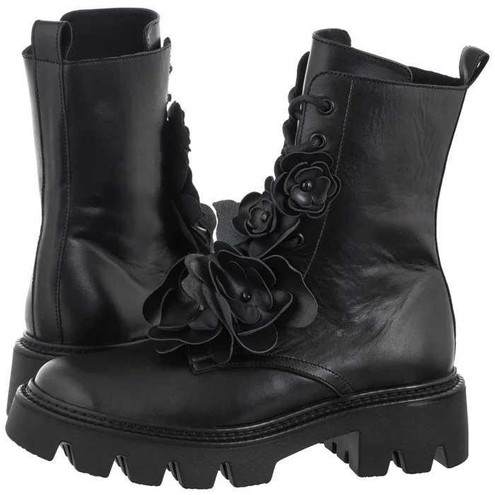 Czarne botki trzewiki workery modne Carinii B9823-E50 skóra damskie r.38