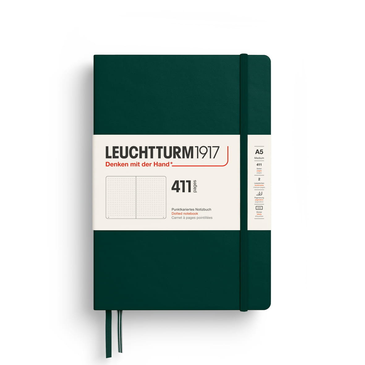 Notatnik Leuchtturm1917 A5, 411 stron, kropki, Forest Green